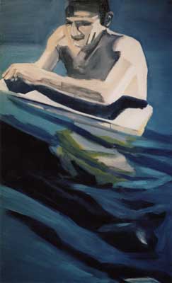 Mit Schwimmbrett,